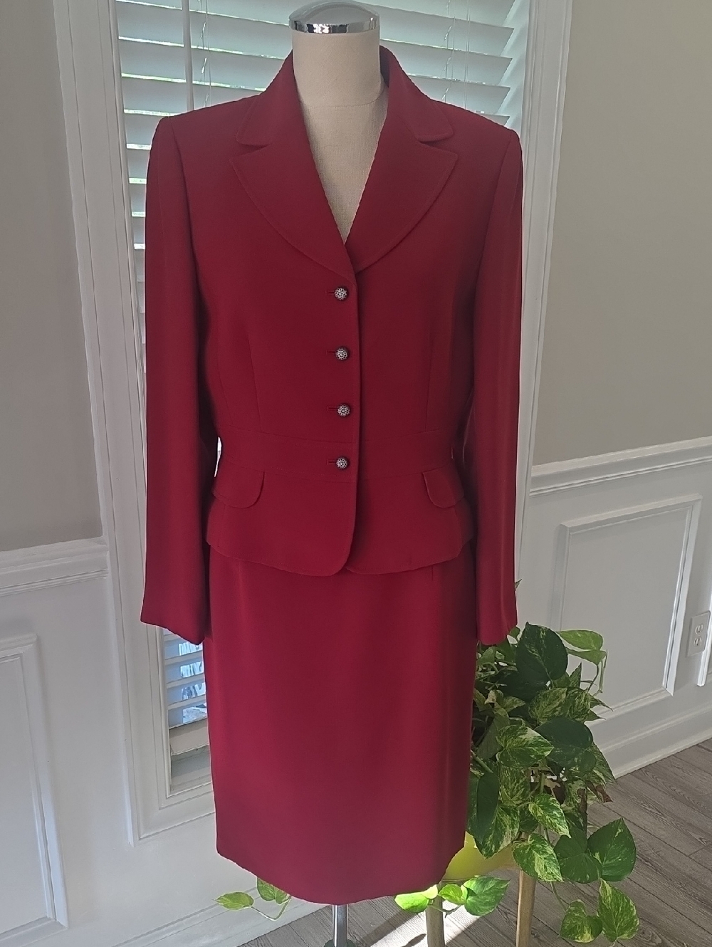 Women's Tailored Burgundy Skirt Suit Set